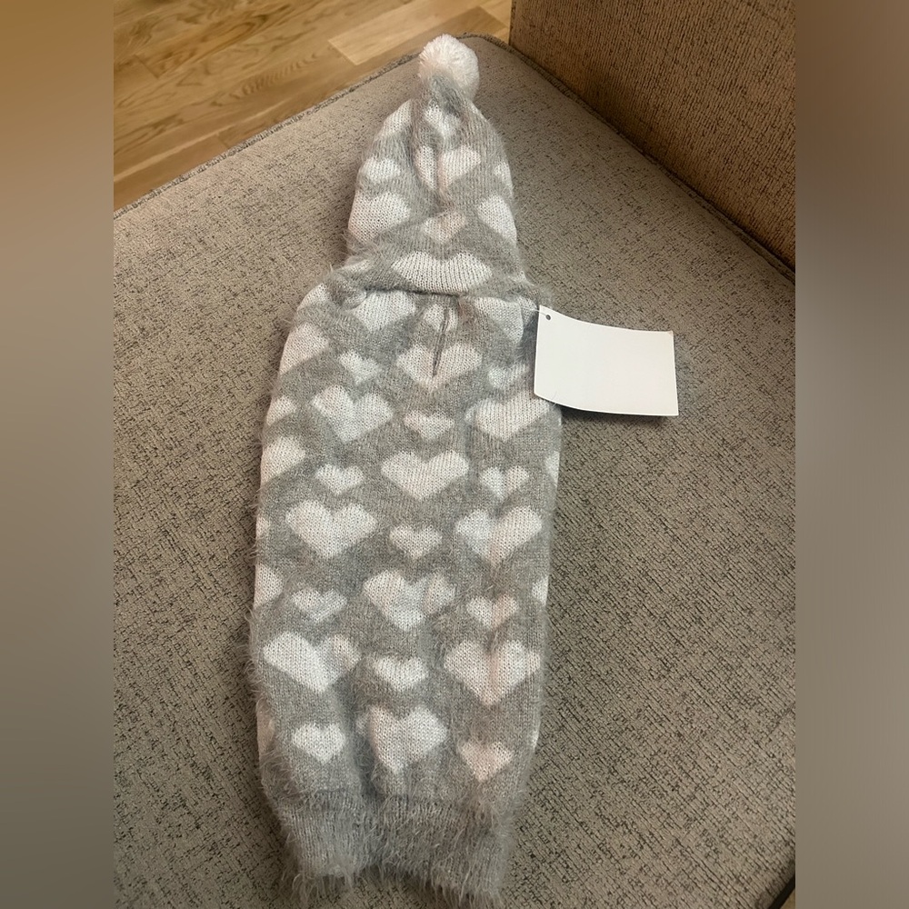 Dog sweater fuzzy hearts